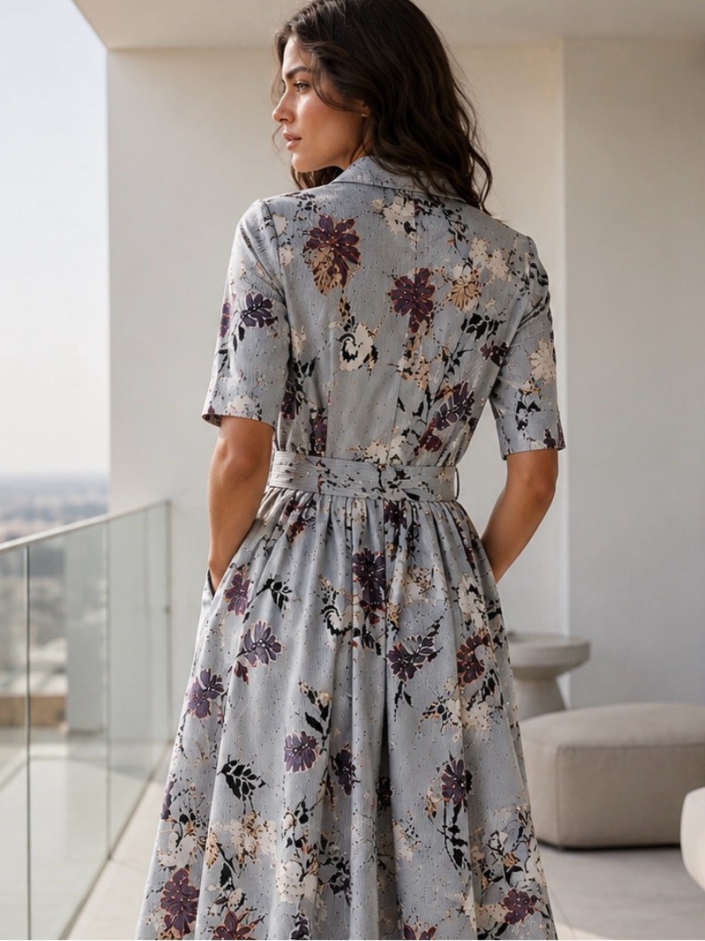 REVOLVE Lafayette 148 Eleni Floral Stripe Belted Shirt Dress Size Large - Picture 6 of 11